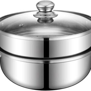 Lcilent 11" Stainless Steel Steamer Pot 2-Tier