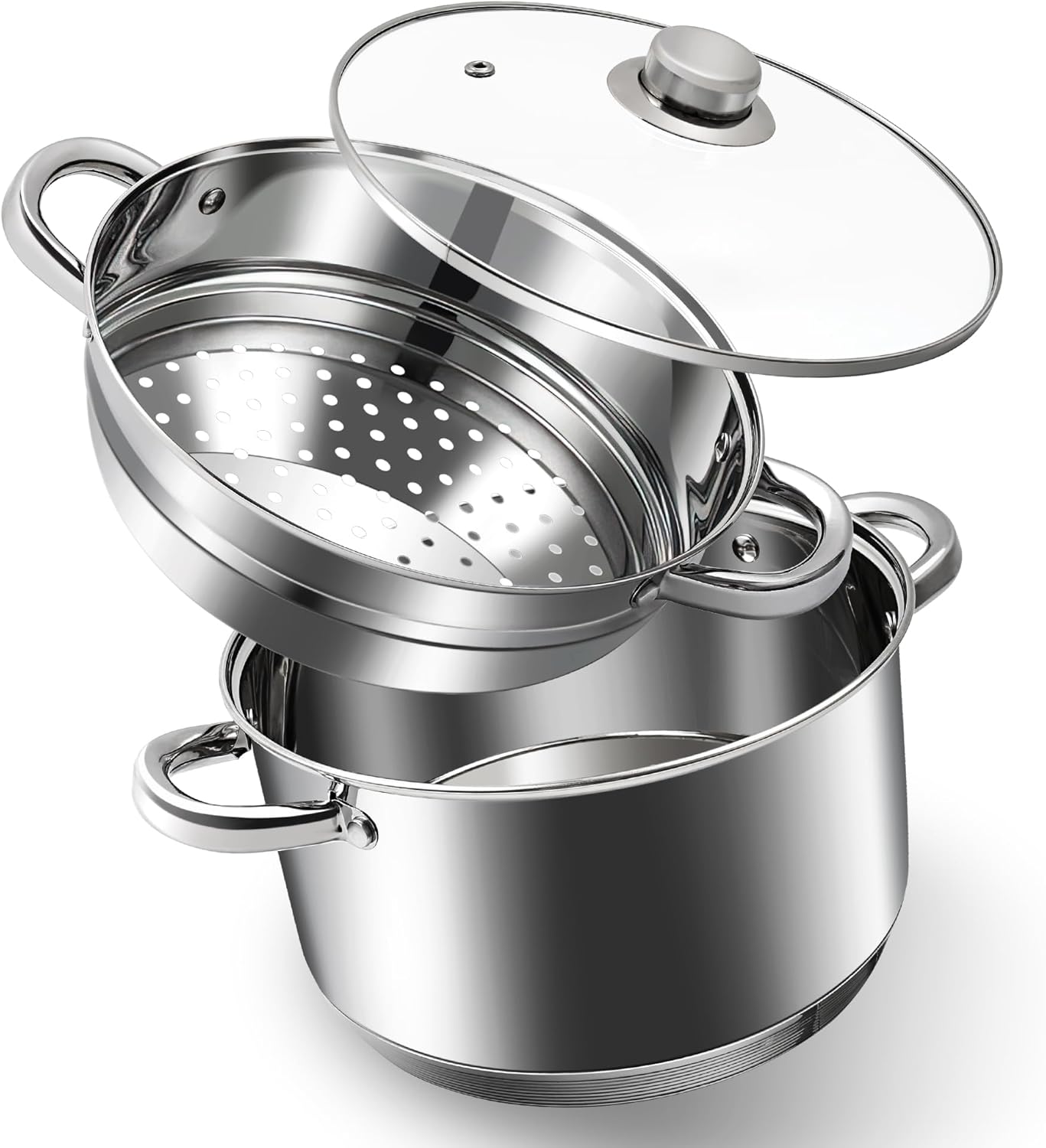 AuFranc 6QT Stainless Steel Stockpot & Steamer Set