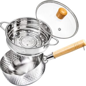 DEAYOU 1.2 Qt Yukihira Saucepan & Steamer, Stainless Steel