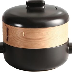 Ceramic Hot Pot & Steamer, 1L, Black