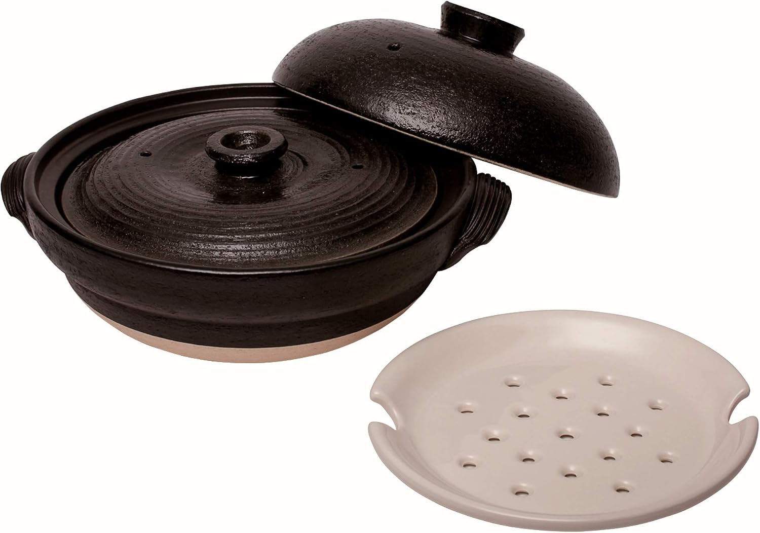 Japanese Clay Donabe Pot Set 2L w/ Lids & Tray