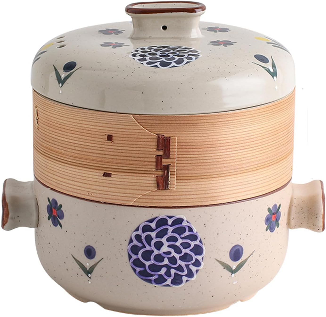 4L Japanese Clay Casserole Pot w/ Bamboo Steamer