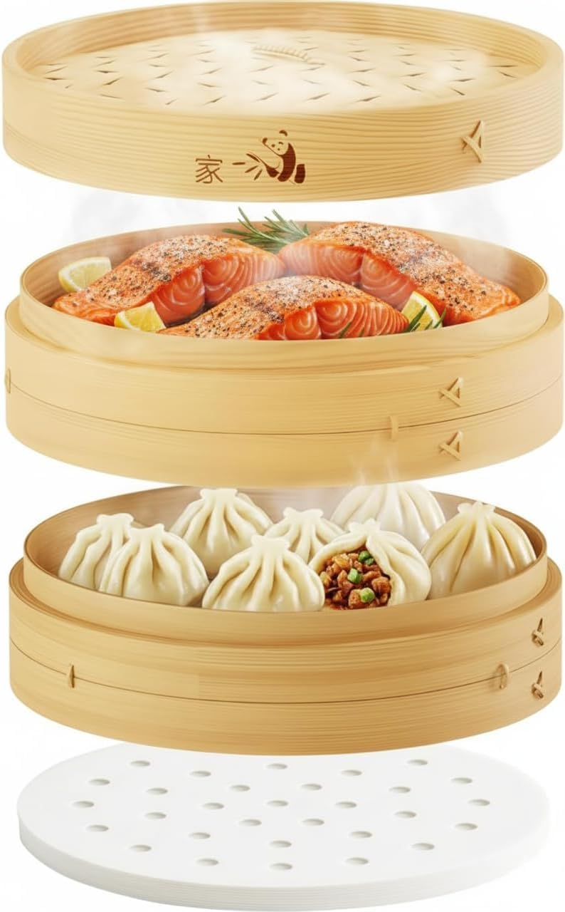 Prime Home Direct 12" Bamboo Steamer Basket Kit