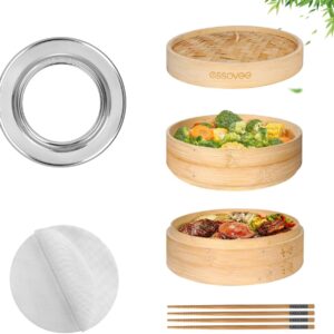 Bamboo Steamer 2-Tier 10" for Dumplings & Veggies