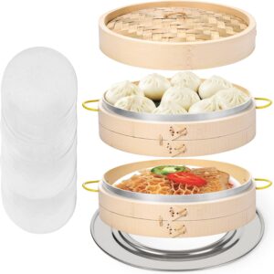 MacaRio Bamboo Steamer Basket Set 10"