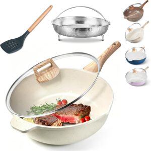 AOSION 11" Nonstick Ceramic Deep Pan w/Lid & Rack