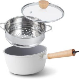 ROCKURWOK 3 Qt Ceramic Nonstick Sauce Pan – PFAS-Free, Wood Handle