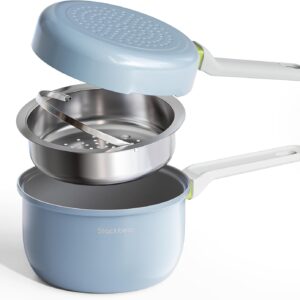 Ceramic Non-Stick Saucepan Set, 2.5Qt, PTFE-Free