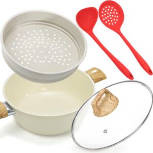 WUWEOT 4 Qt Ceramic Stock Pot with Steamer Set