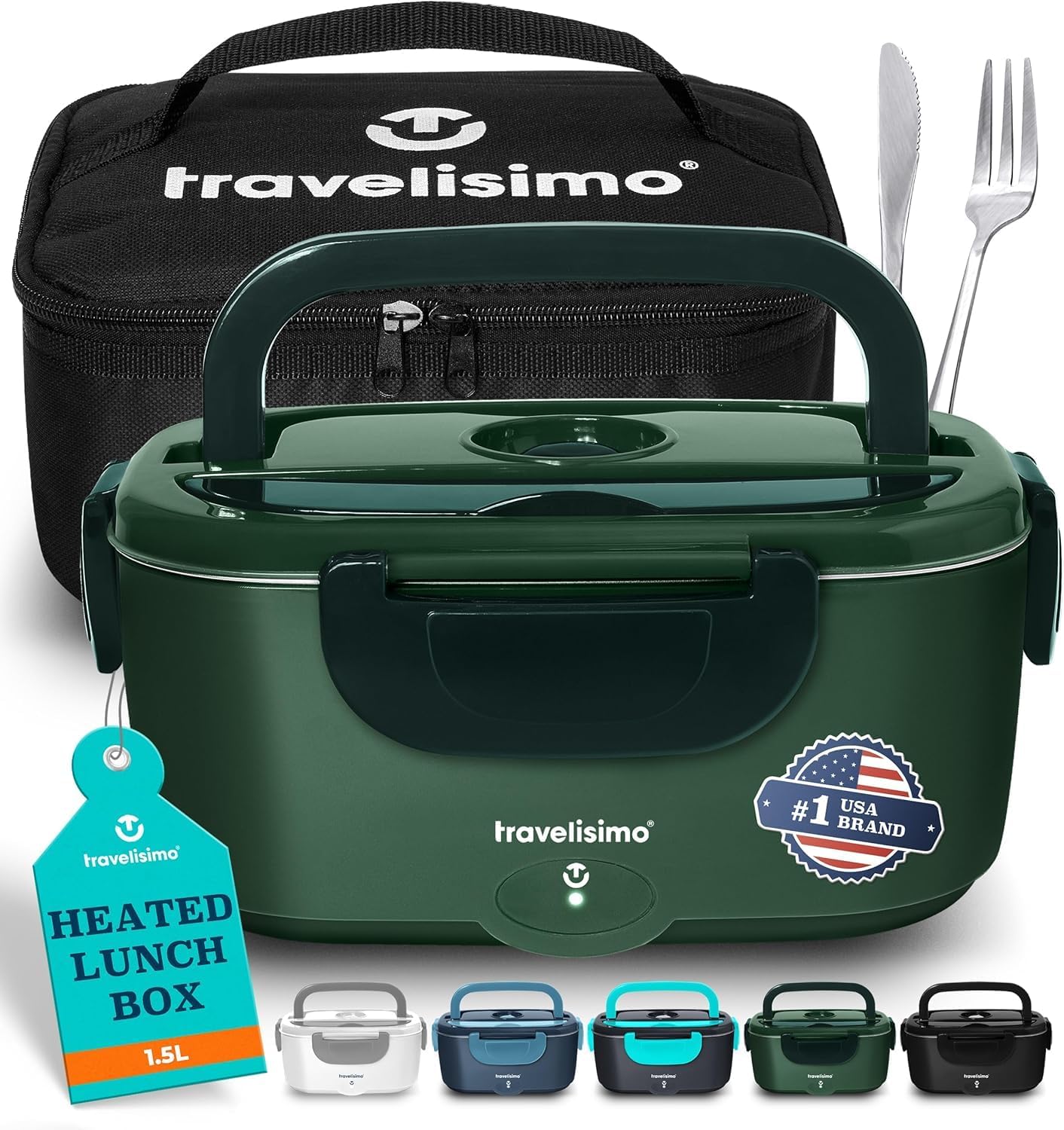 TRAVELISIMO 100W Heated Lunch Box - 1.5L Stainless Steel