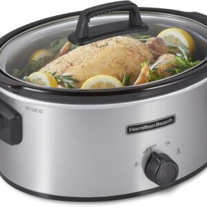 Hamilton Beach 6 Qt Slow Cooker, 3 Settings, Silver