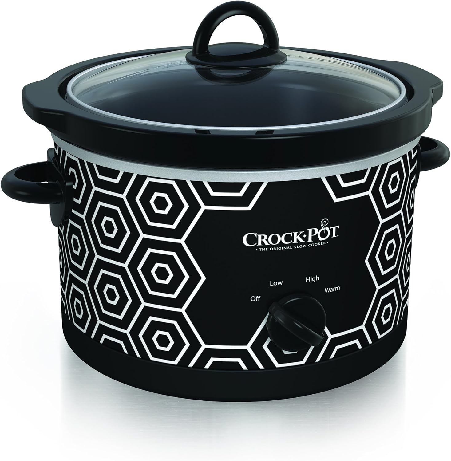 Crock-Pot 4.5 Qt Slow Cooker, Black/White Hex Design