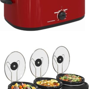 Sunvivi 24Qt Roaster Oven & Slow Cooker Set, Red