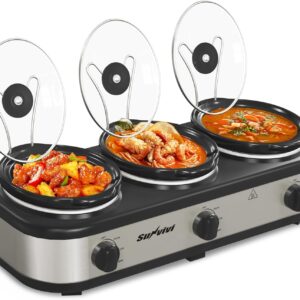 Sunvivi Triple Slow Cooker & Buffet Server, 3 Pots
