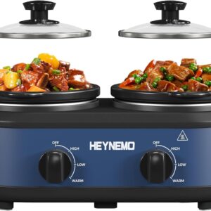 2-Pot Slow Cooker & Warmer, Dual 1.25 Qt, Blue