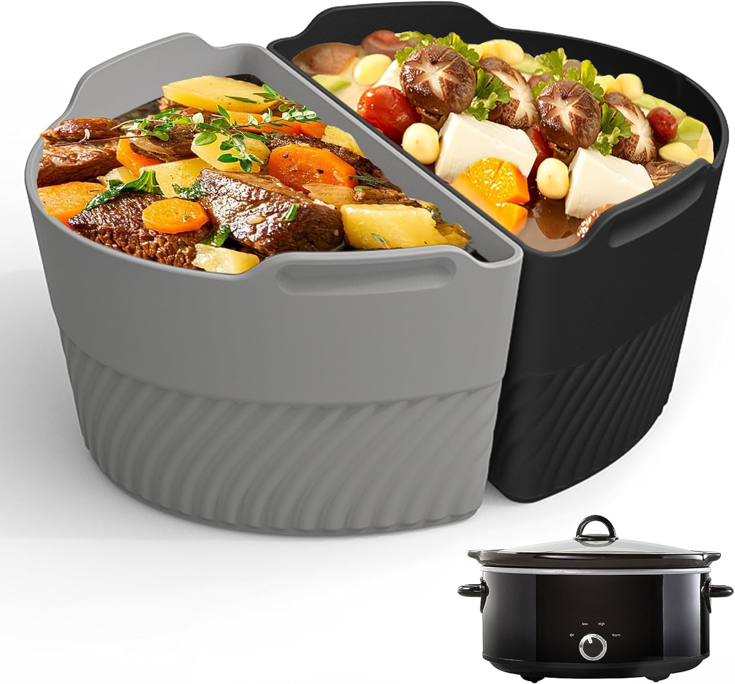 Silicone Slow Cooker Liners & Divider for 6-8 Qt Pots