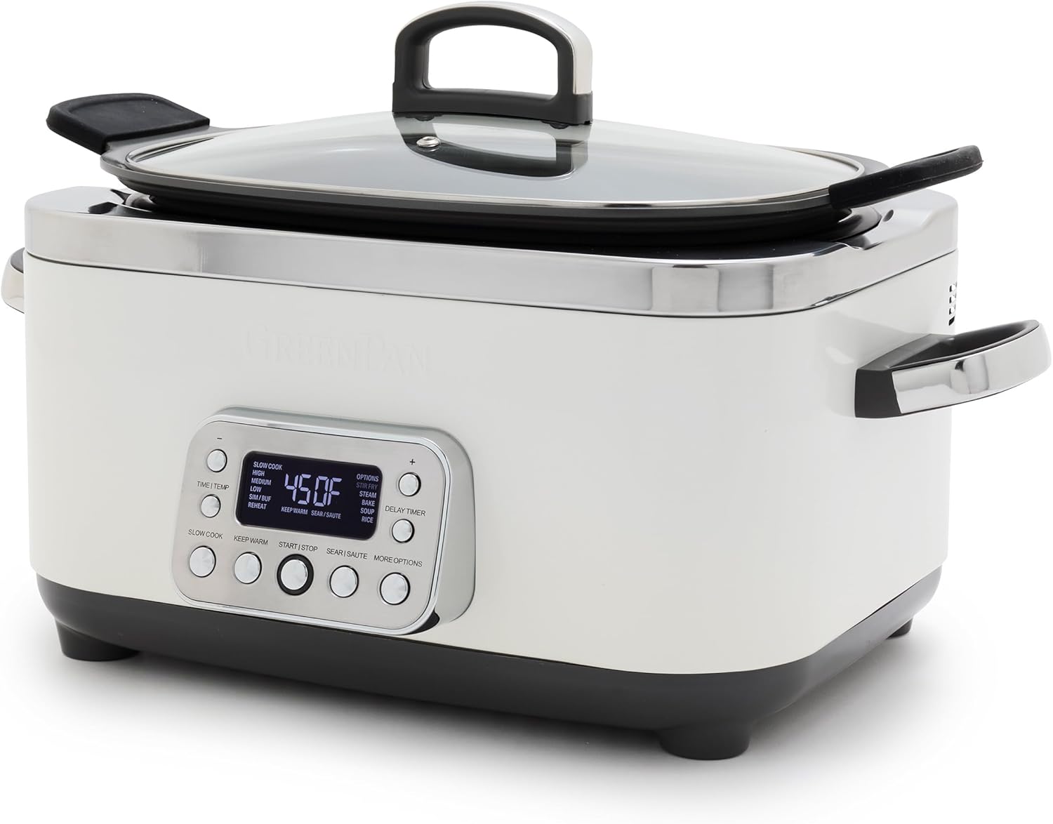 GreenPan 14-in-1 Electric Slow Cooker, 6QT, White