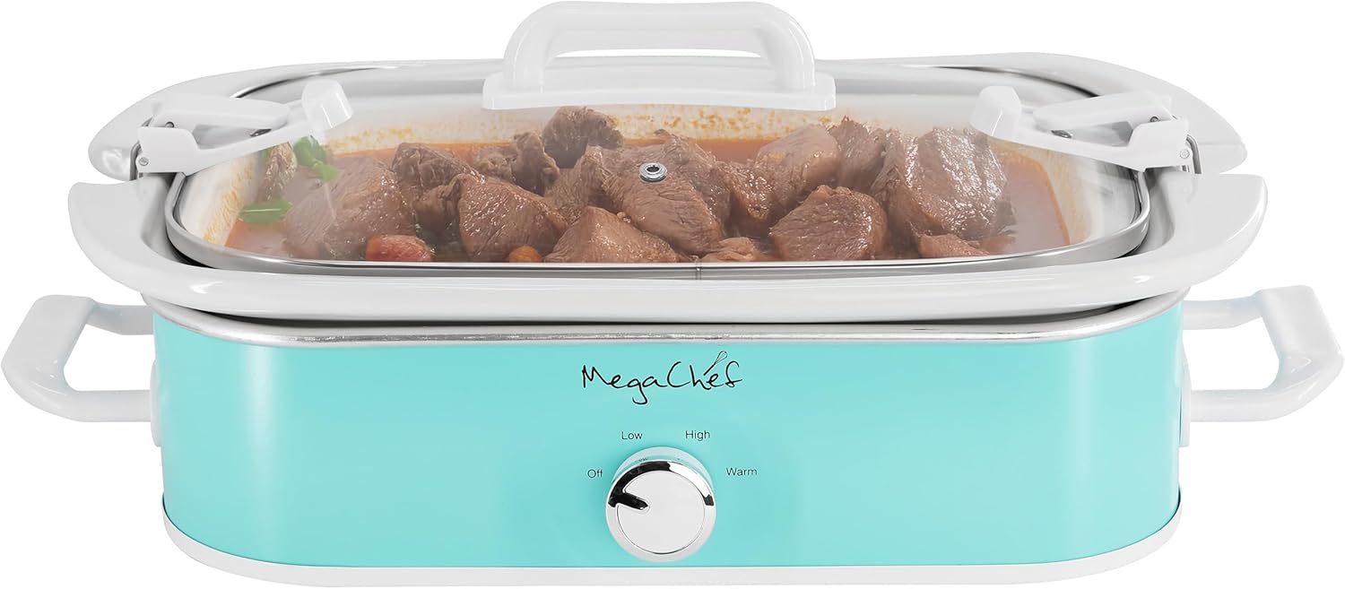 MegaChef 3.5 Qt Rectangle Slow Cooker - Turquoise