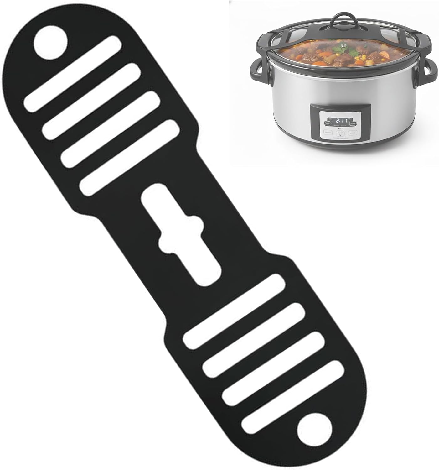 Silicone Lid Lock Strap for Crockpot (6-8 Qt) - Black