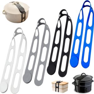 4-Pack Silicone Pot Lid Latch Straps - Travel & Kitchen Organizer