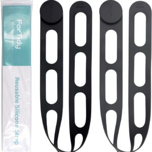 FORTIDY Silicone Latch Straps for Cooker Lids (2-Pack, Black & Gray)