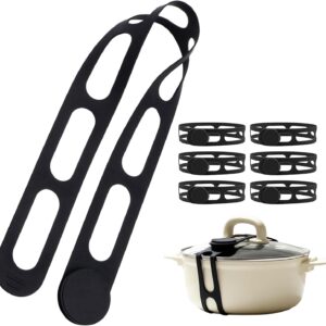 6-Pack Silicone Lid Straps, 21.7in Adjustable Tie, Black