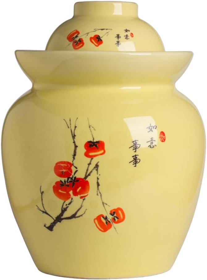 MRYBD Ceramic Fermentation Jar, 3.5L Kimchi Crock with Water Seal Lid
