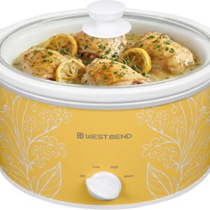 West Bend 4-Quart Slow Cooker, Yellow - 3 Settings
