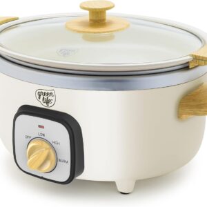 GreenLife 3.5 Qt Slow Cooker, Cream - Non-Toxic Ceramic