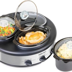 HomeCraft 3-Pot Buffet Server, Stainless Steel, 1.5 Qt Each