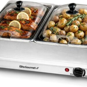 Elite Gourmet 5 Qt. Dual Buffet Server, SS, Temp Control
