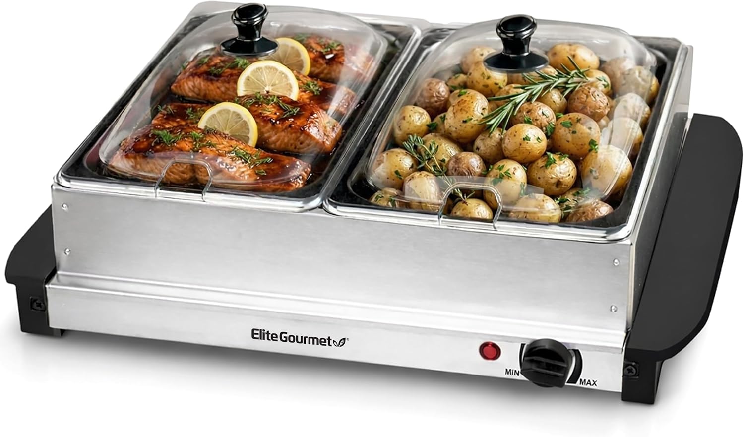Elite Gourmet 5 Qt. Dual Buffet Server, SS, Temp Control