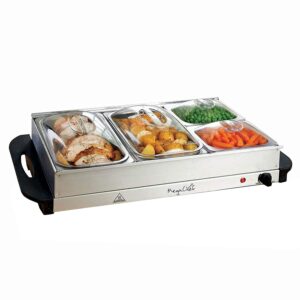 MegaChef 4-Sec Buffet Server - Hot Food Warmer, Stainless Steel