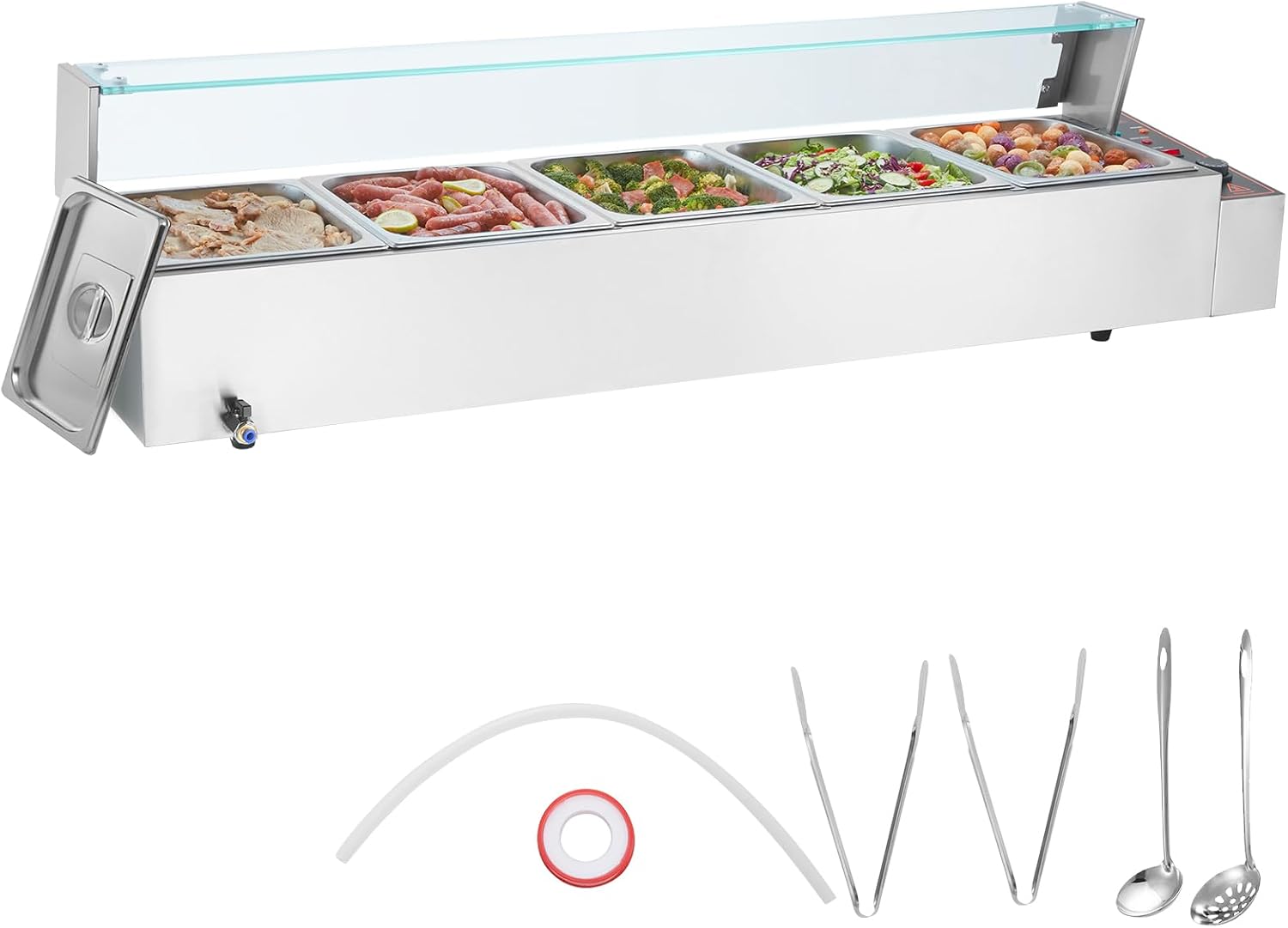 VEVOR 5-Pan Electric Food Warmer, 12QT Stainless Steel Buffet Bain Marie