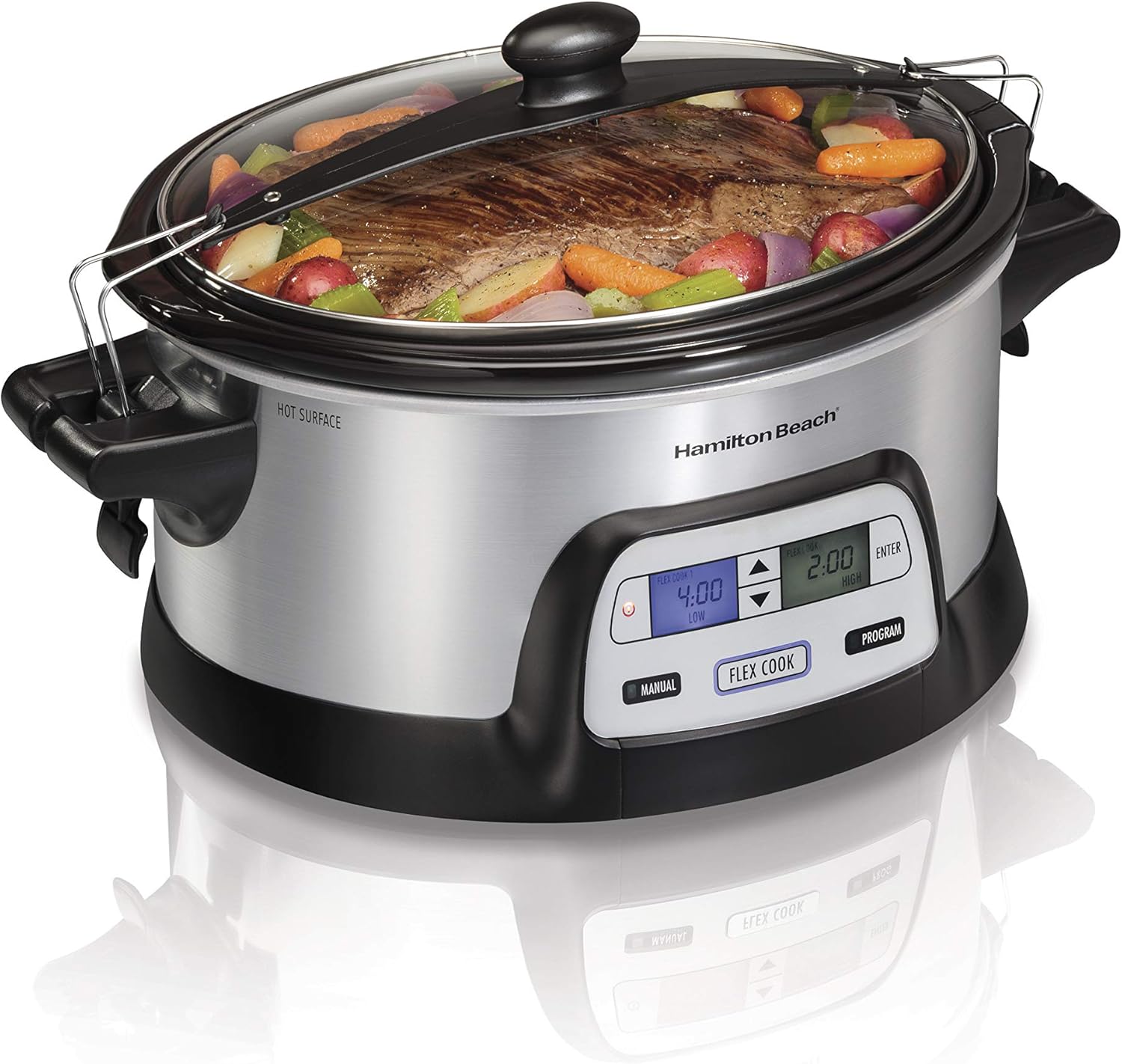 Hamilton Beach 6 Qt Programmable Slow Cooker, Silver