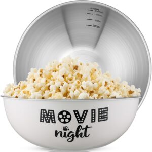 2-Piece Stainless Steel Popcorn Bowl Set - 3 Qt Each