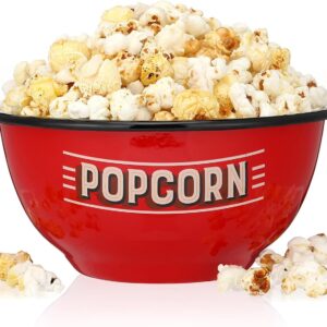 Maxdot Red Popcorn Bowl - 1.16 Qt Enamel Serving Bucket