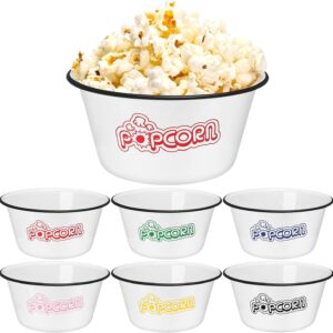 Maxdot 6-Piece Popcorn Bowl Set, 1.2 Qt, White w/ Black Trim