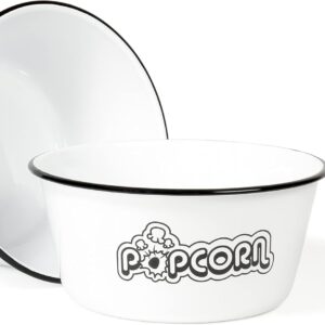 Red Co. Retro Popcorn Bowl Set – 2-Piece, 4 Qt, White/Black