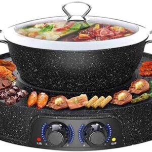 GeRRiT 2-in-1 Electric Grill & Hot Pot, 6L, Non-Stick, Ideal for 2-8 People