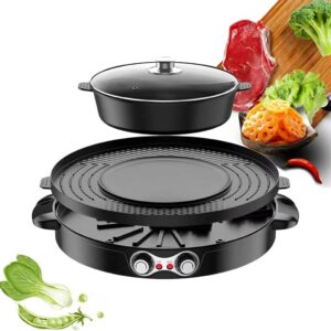 Portable Electric Grill & Hot Pot Combo – Black