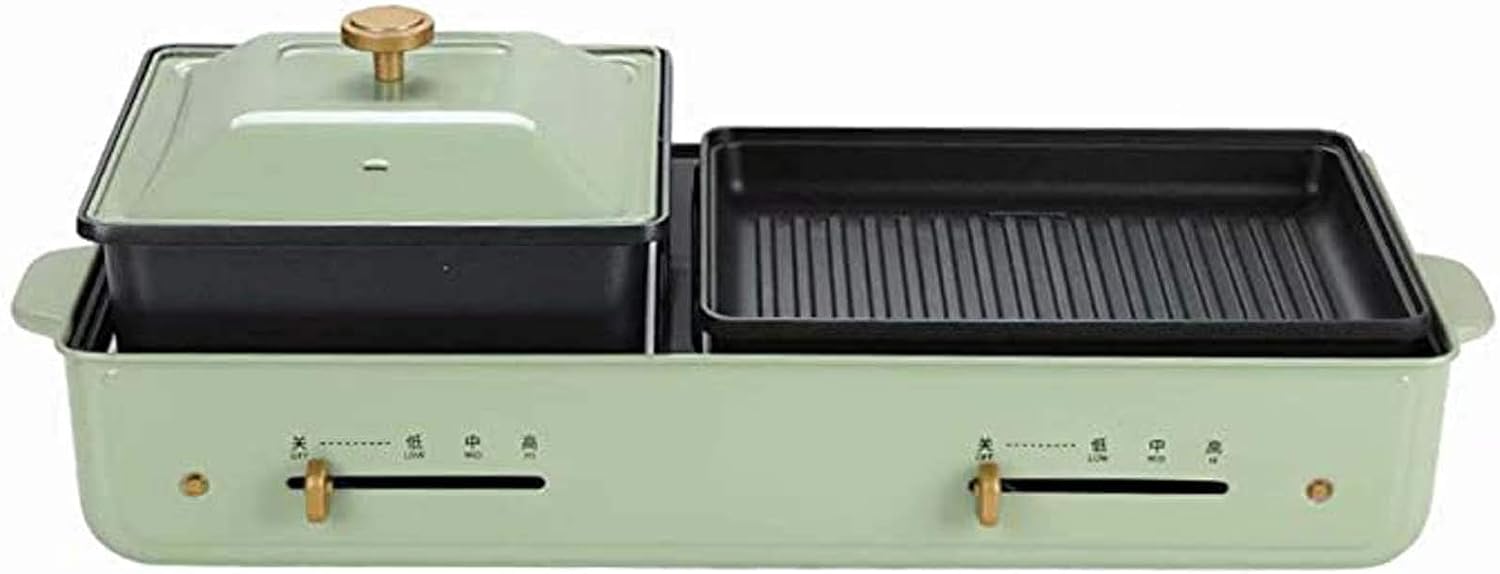 MIIKHI Electric Grill Pan, Smokeless Hot Pot & BBQ Combo
