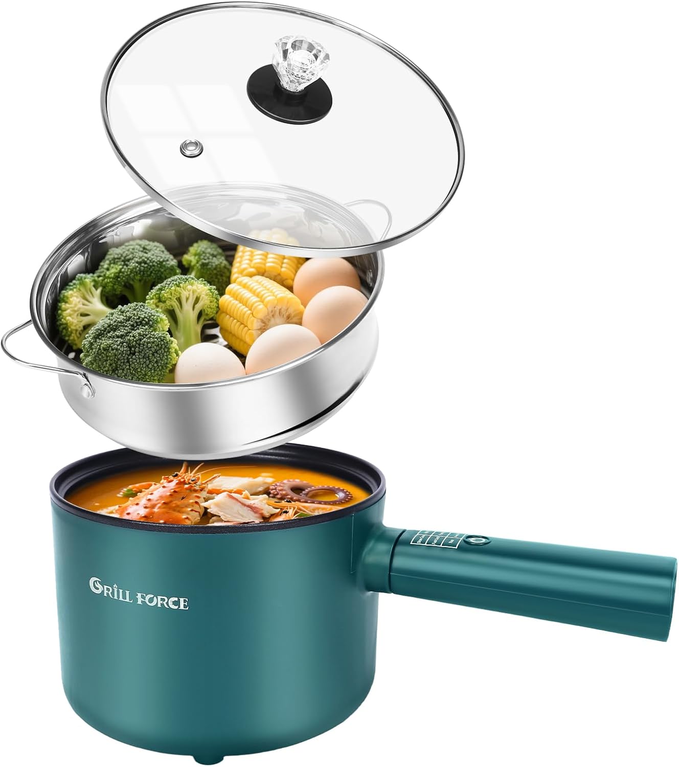 6-Mode Electric Hot Pot Cooker, 1.8L Non-Stick Ramen Pot