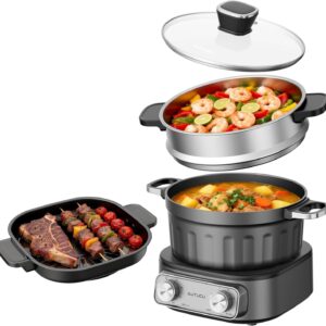 N74SNA Electric Multi-Cooker 2.5Qt Grill & Steamer Set