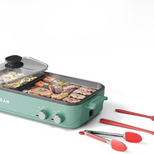 AORAN 2-in-1 Hot Pot & Grill, Non-Stick Indoor BBQ Cooker