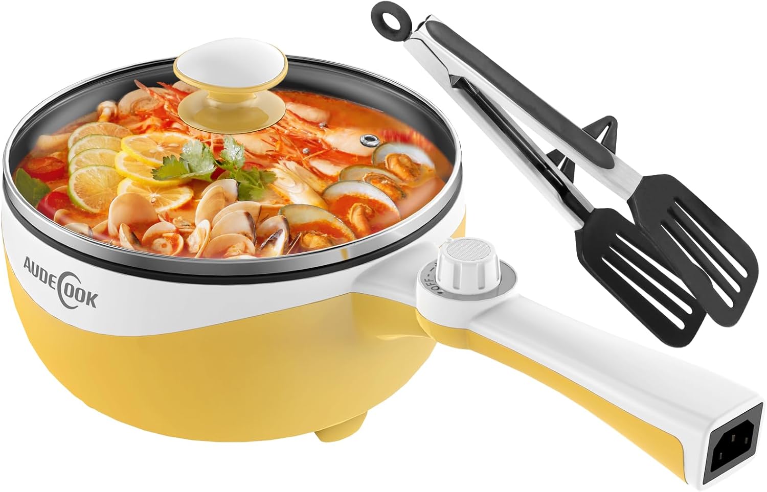 Audecook Hot Pot Electric Skillet, 1.7L Portable Cooker