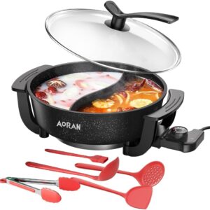 AORAN 6L Electric Hot Pot for Shabu Shabu & Fondue - Black