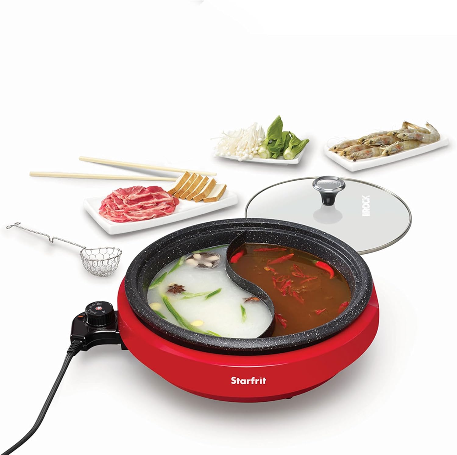 Starfrit The Rock Dual-Sided Electric Hot Pot – 3L – Rock.Tec Non-Stick – 1200W