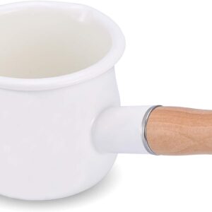 YumCute 4" Enamel Milk Pot, 17 Oz (White)