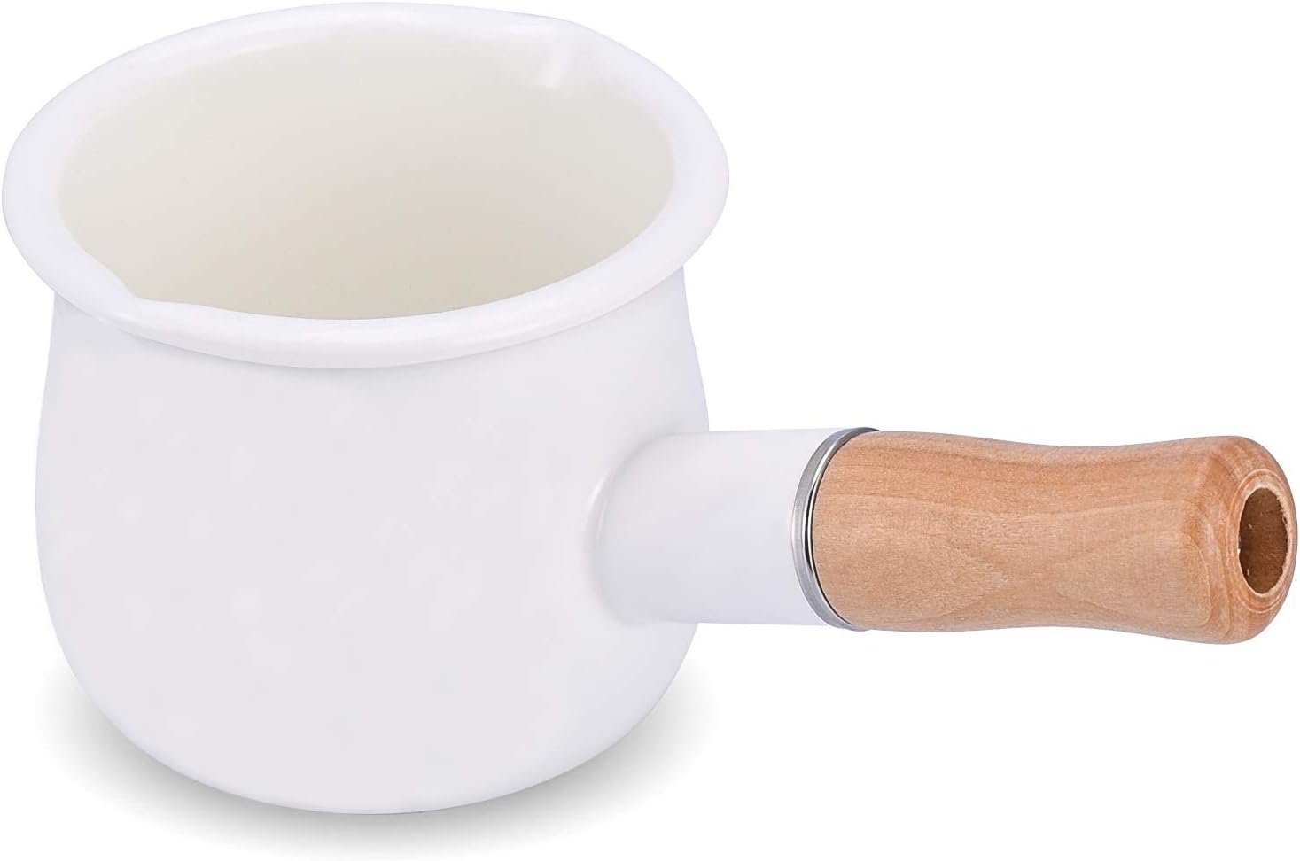 YumCute 4" Enamel Milk Pot, 17 Oz (White)